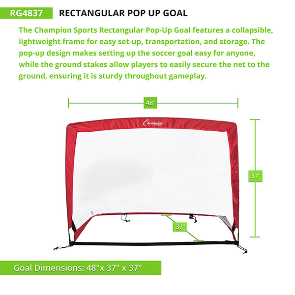 Champion Rectangular Pop-Up Goal - Dimensions